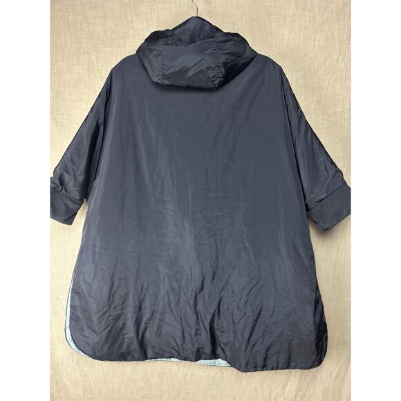 WOMENS PRADA Blue LONG NYLON PARKA HOODED SZ S/M 38 JACKET COAT PUFFY ART 29Y371 - Picture 5 of 11